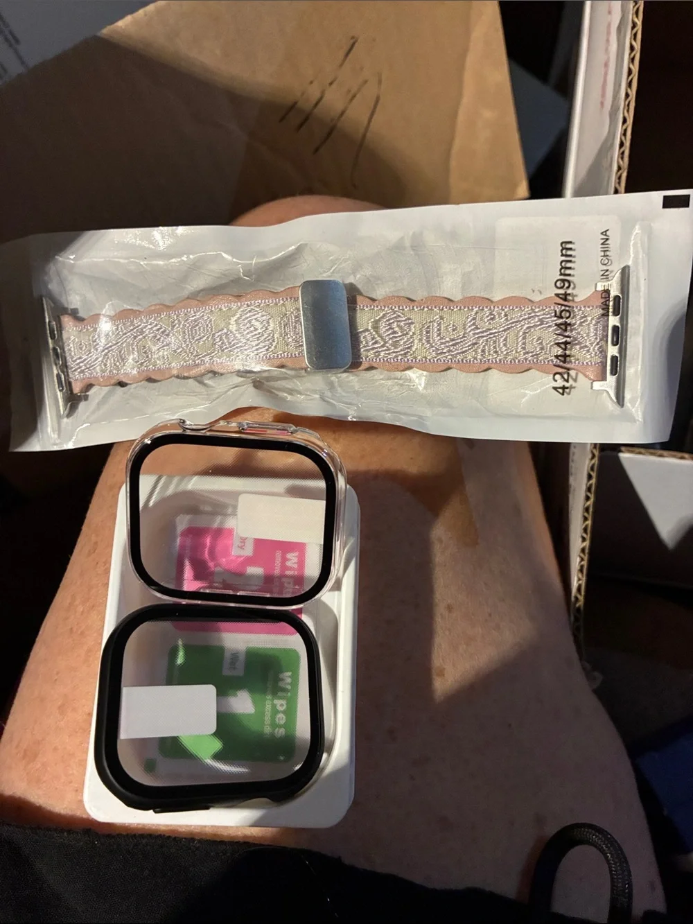 Pink Lace Apple Watch Band with Protective Cases